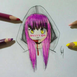 Poorly-Colored anime girl with a hood