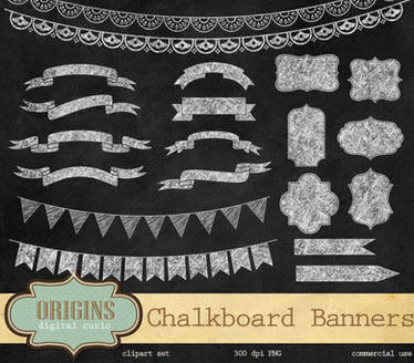 Chalkboard Banners PNG Clipart