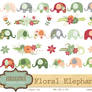 Floral Elephants PNG and Vector Clipart