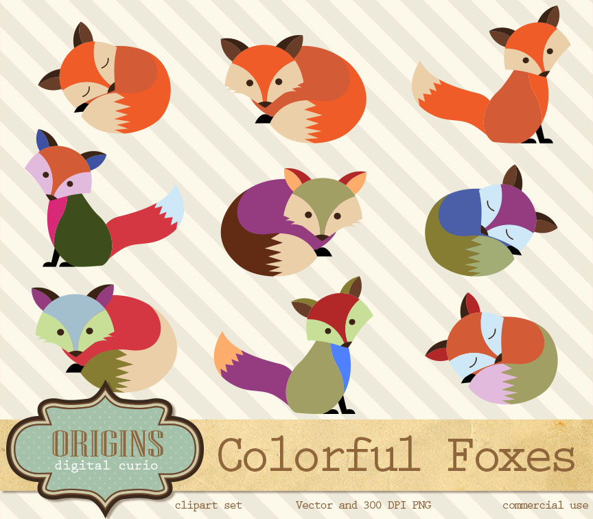 Copy Color Fox Colorful Foxes Vector and PNG clipart by DigitalCurio on DeviantArt