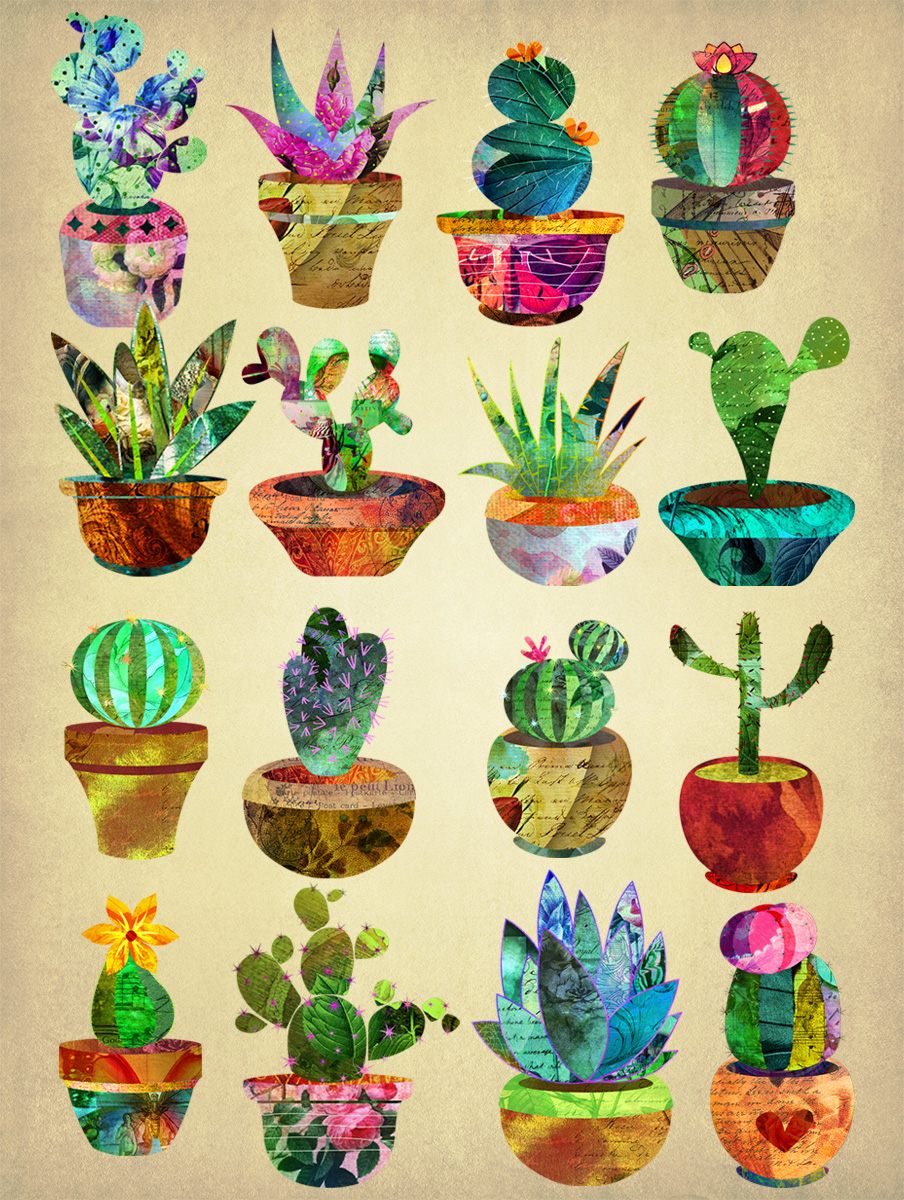 Collage Cactus and Succulent Clipart