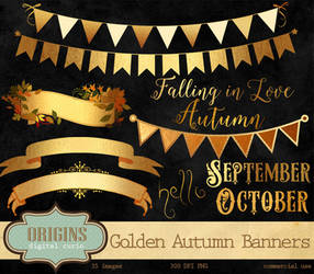 Golden Autumn Banners Clipart