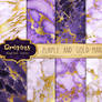 Purple and Gold Marble Digital Paper Textures