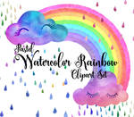 Pastel Watercolor Rainbow Clip Art by DigitalCurio