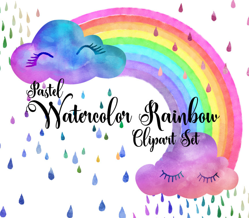 Pastel Watercolor Rainbow Clip Art