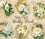 White and Gold Shabby Floral Clipart
