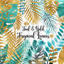 Teal and Gold Tropical Leaves Clipart