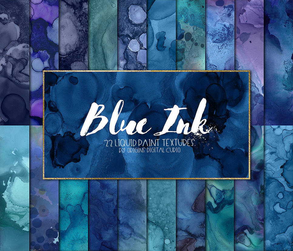 Blue Ink Liquid Paint Textures - Digital Paper by DigitalCurio on ...