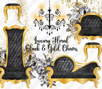 Luxury Floral Black and Gold Chairs Clipart