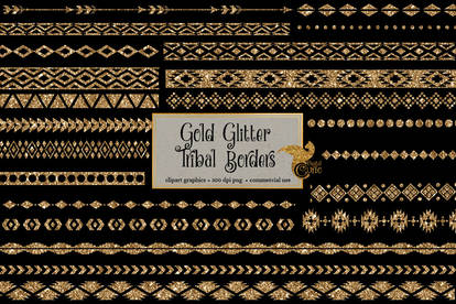 Gold Glitter Tribal Borders  