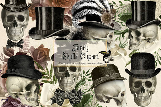 Fancy Skulls Clipart 