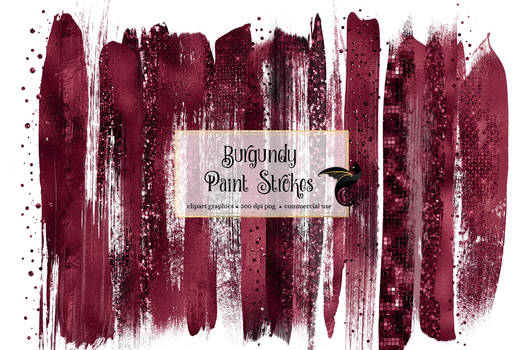 Burgundy Paint Strokes Clipart 