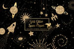 Gold Glitter Space Clipart 