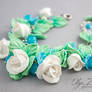 Bracelet with white roses from polymer clay
