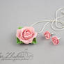 set with roses from polymer clay