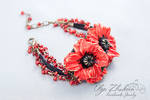 Bracelet with poppies made of polymer clay by polyflowers