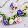 Set of jewelery with the flowers of polymer clay
