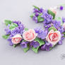 Bracelet with roses and lilacs from polymer clay