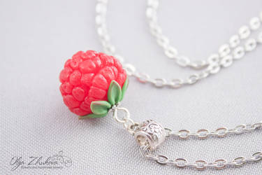 Pendant with raspberries from polymer clay