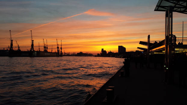 Hamburg Harbour Sunset