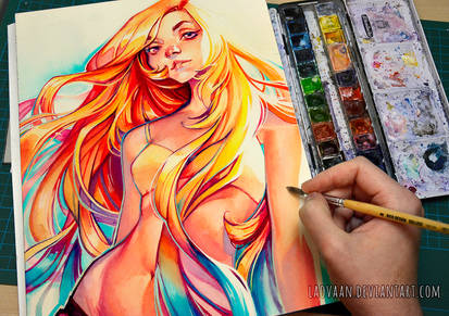 summer by loish in Watercolor + VIDEO