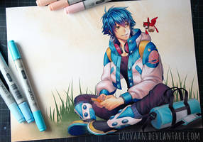 Aoba Playing Gameboy - Copic Version