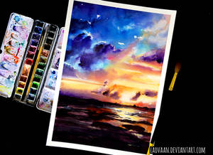 Watercolor Painting - Sunset