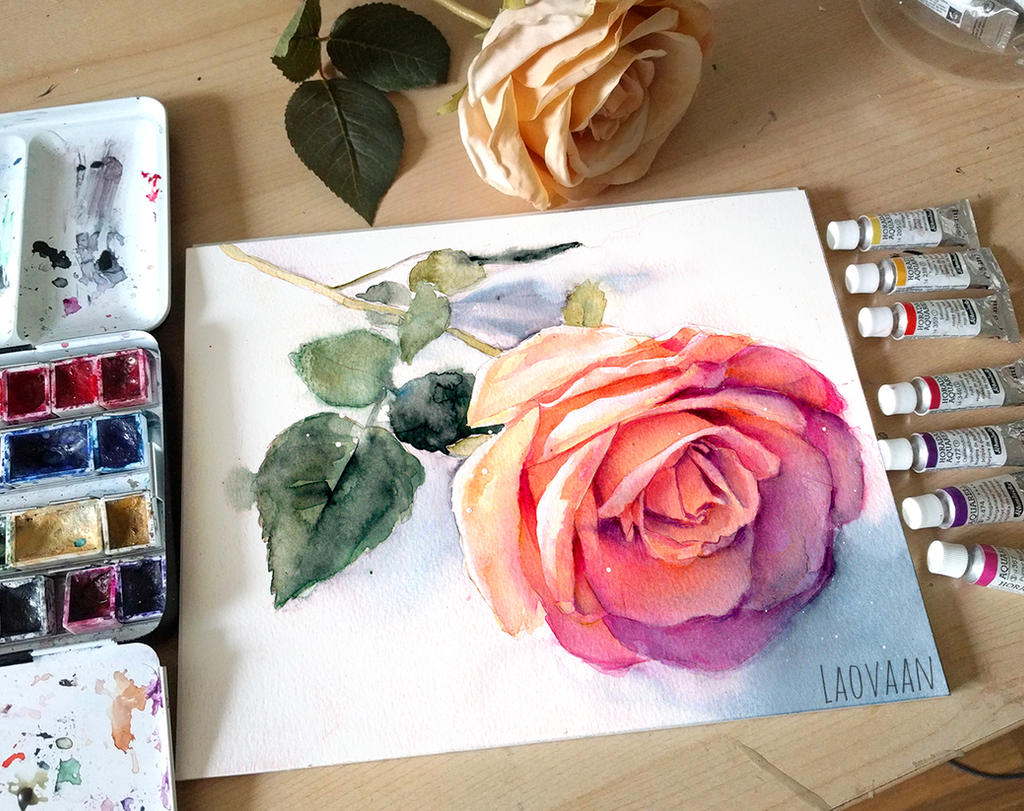Watercolor Rose by Laovaan