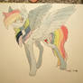 .watercolored rainbow pony.