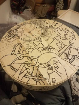 Cheese box Alice in Wonderland before color