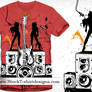 Party Girls with Loudspeaker and Guitar Tee Design