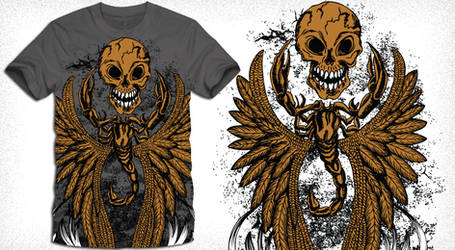 Scorpion, Wings with Skull T-shirt Design