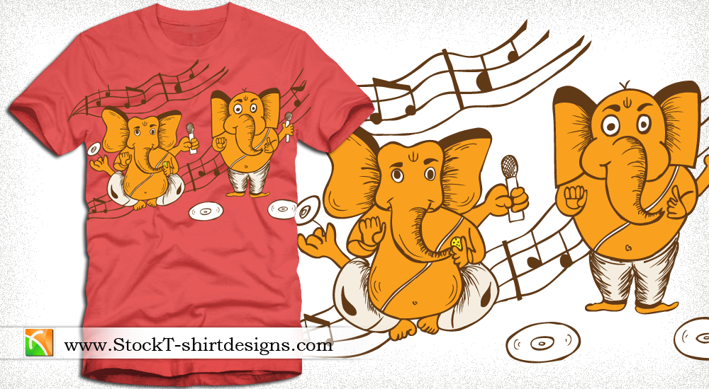 Cartoon Vinayagar with Music Notes T-shirt Design by stockt-shirtdesigns on  DeviantArt