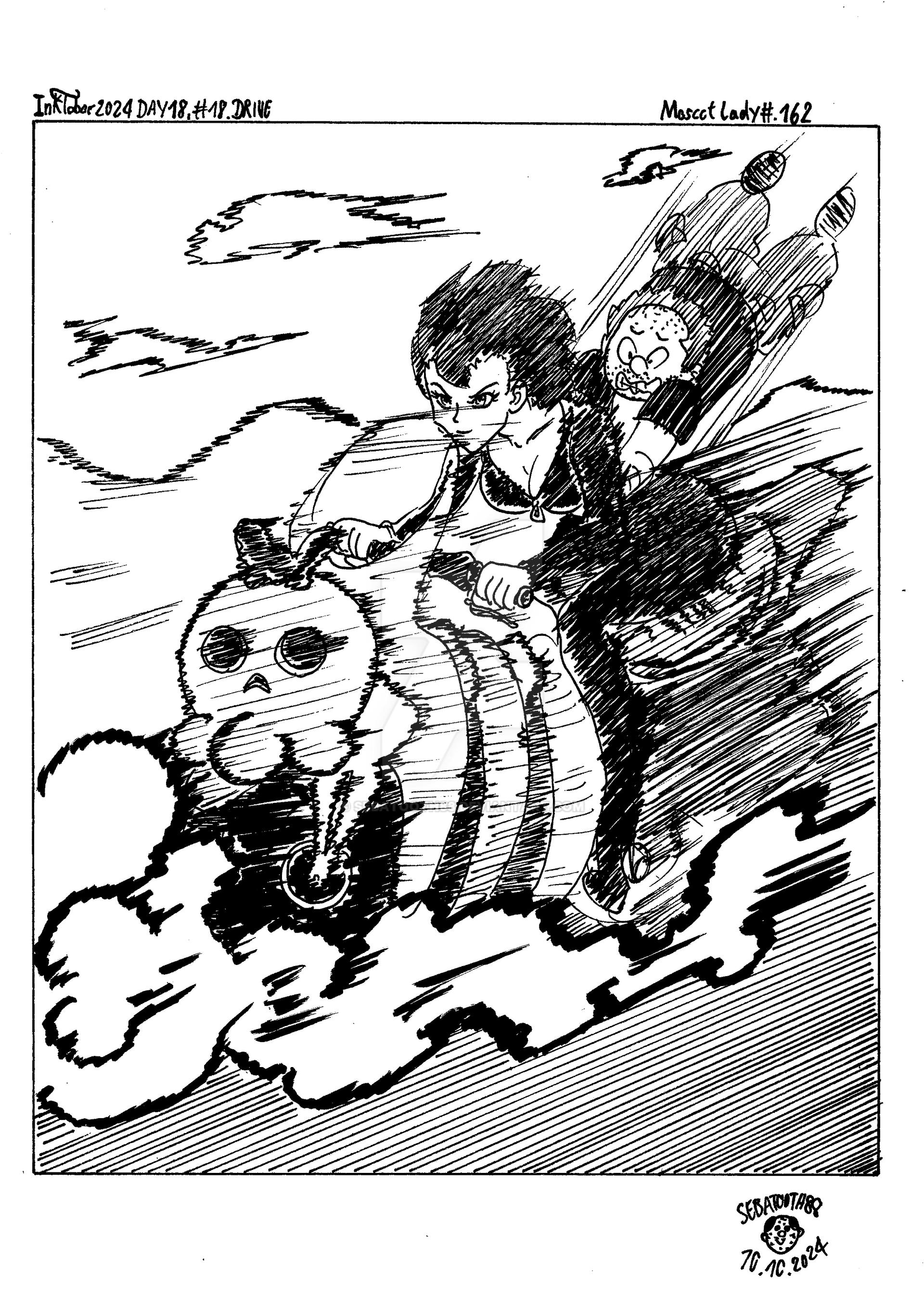 Mascot Lady #162. Inktober2024 Day 18 Drive