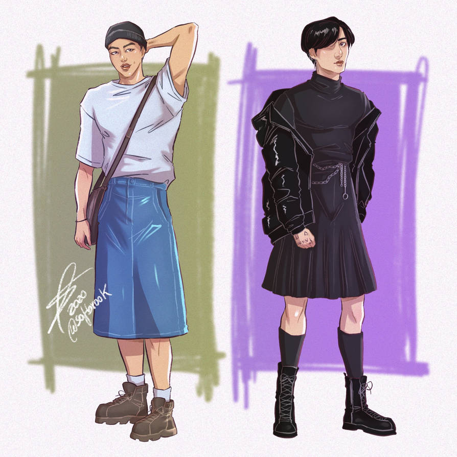 Bts Fanarts — I'm drawing my boys in skirts AND NOBODY CAN STOP