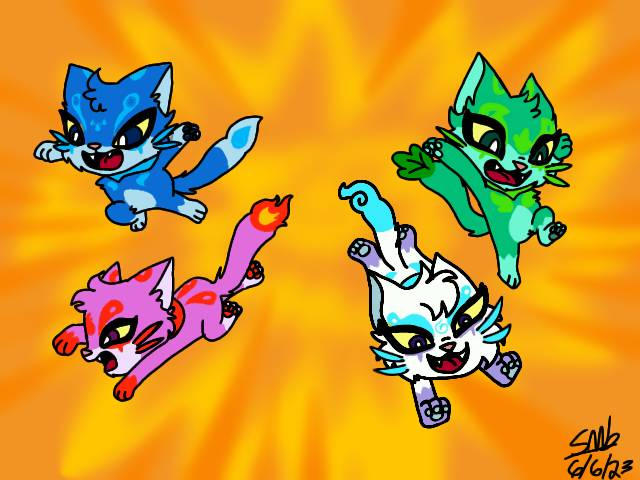 Elemental cats by ShadowTheDemonWolf13 on DeviantArt