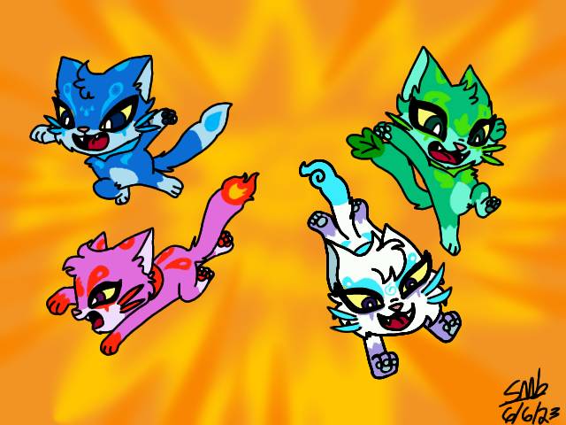 Elemental cats by ShadowTheDemonWolf13 on DeviantArt