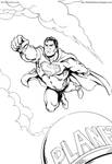 Eighties Superman Flies Again - Line Art by kh27s