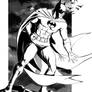 Batman on a Gargoyle - Inks