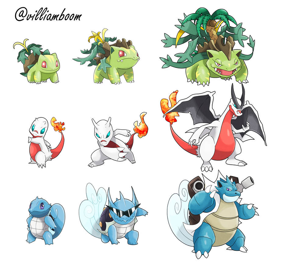 All the evolution lines by villi-c on DeviantArt