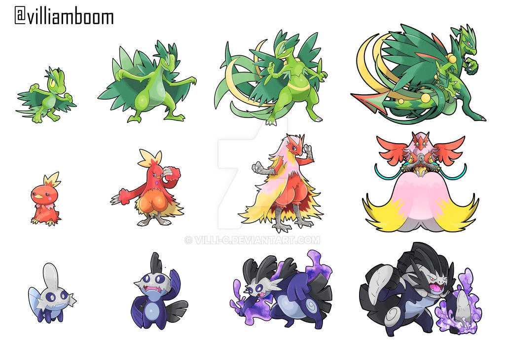 Pokemon X and Y starters evolutions by RZGmon200 on DeviantArt