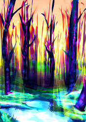 Puddle's Sunlit Forest