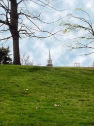 church over a hill