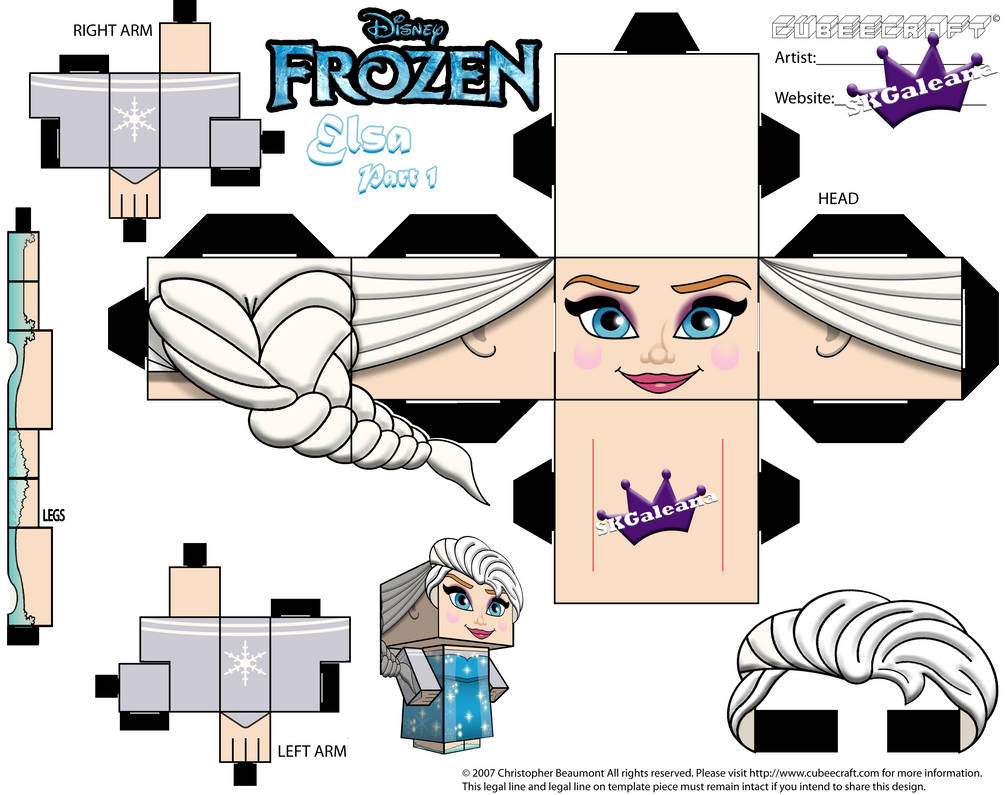 Elsa From Disney's Frozen cubeecraft Template P1 by SKGaleana on DeviantArt