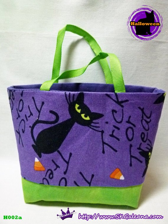 Handmade Tiny Tote bag Featuring Black cat by SKGaleana