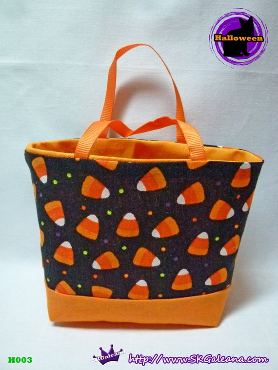 Handmade Tiny Tote Bag Featuring Candy Corn by SKGaleana