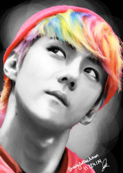 Sehun- Rainbow and black and white