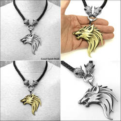 Huge Werewolf on Wolf Head Leather Cord Necklace