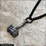 War Hammer Pendant on Black Viking Weave Chain