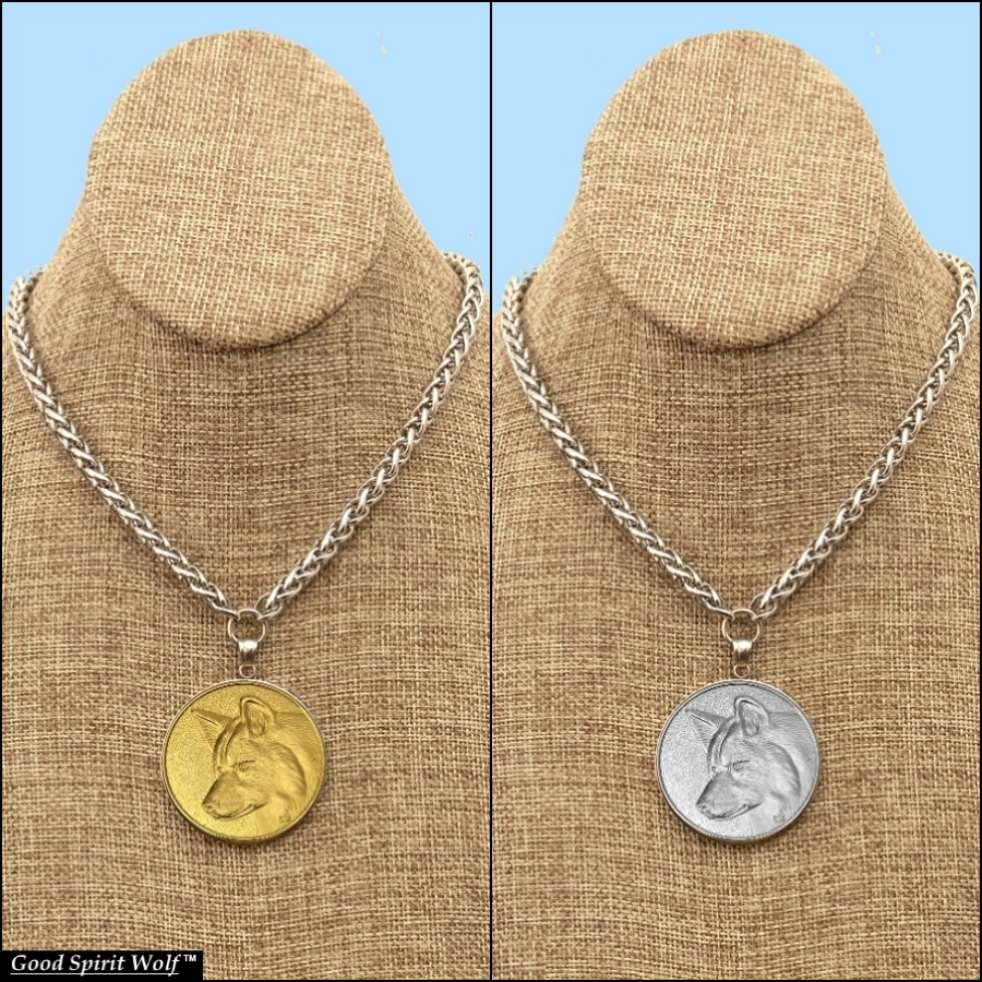 Good Spirit Wolf Coin with Luxurious Necklace